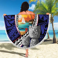 Hafa Adai Guam Seal Latte Stones Artwork Beach Blanket