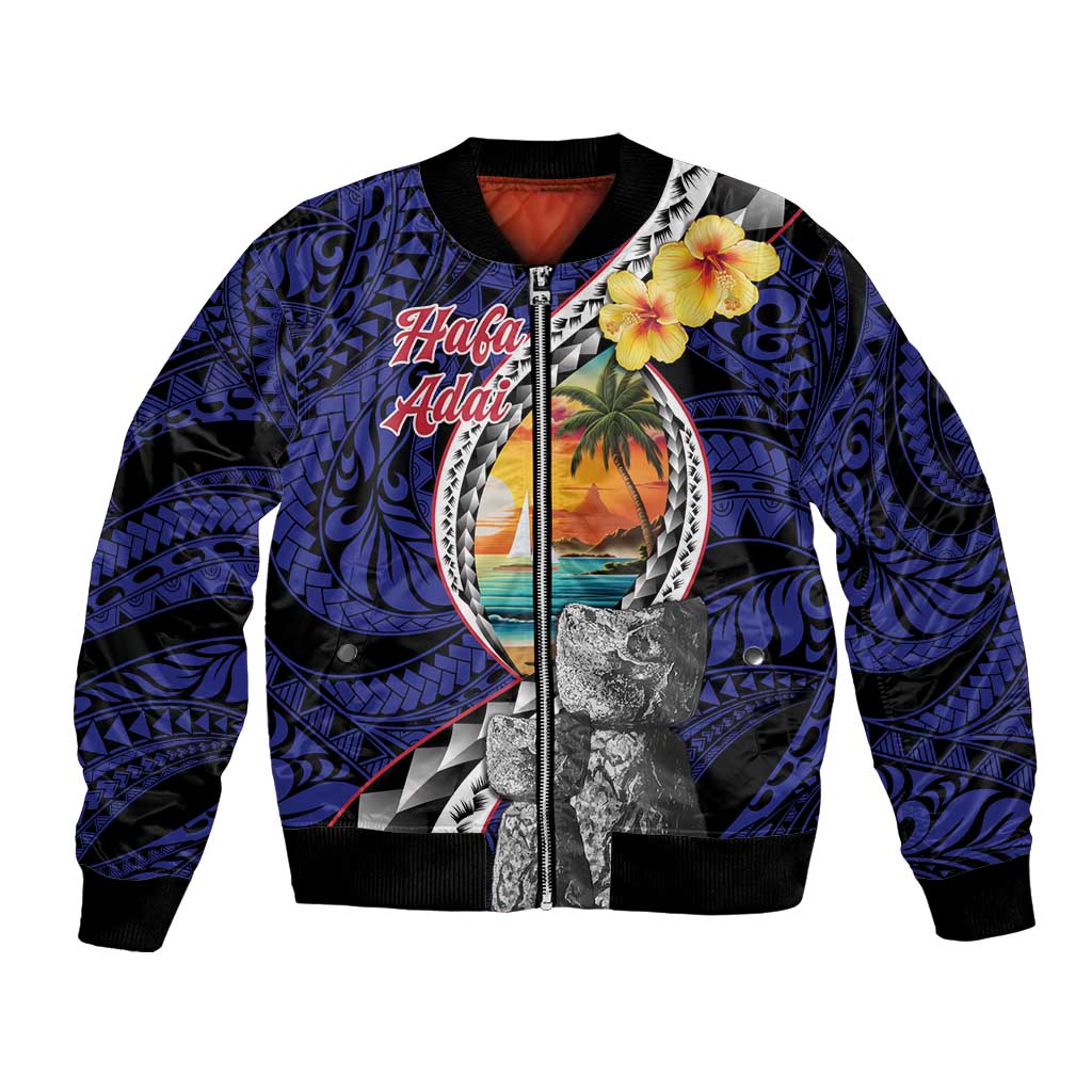Hafa Adai Guam Seal Latte Stones Artwork Bomber Jacket