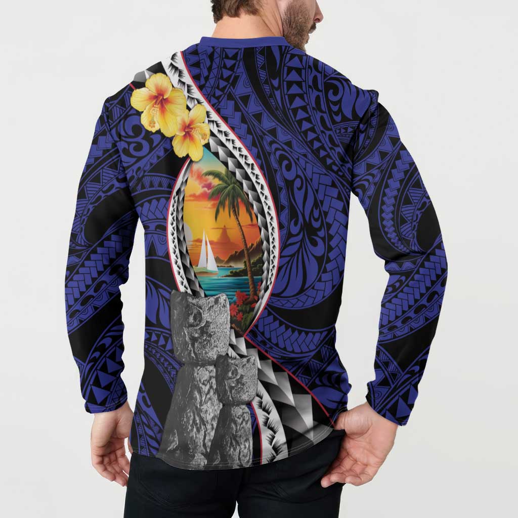 Hafa Adai Guam Seal Latte Stones Artwork Button Sweatshirt