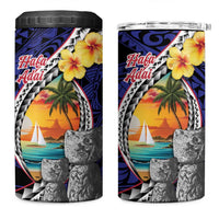 Hafa Adai Guam Seal Latte Stones Artwork 4 in 1 Can Cooler Tumbler