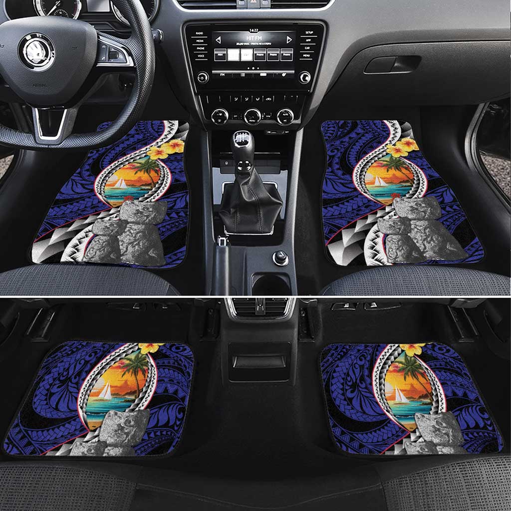 Hafa Adai Guam Seal Latte Stones Artwork Car Mats LT9 Set 4pcs Blue - Polynesian Pride