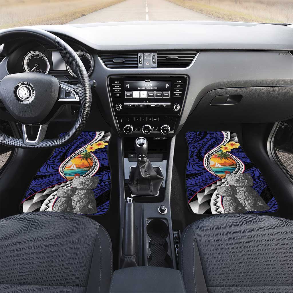 Hafa Adai Guam Seal Latte Stones Artwork Car Mats LT9 Set 2pcs - Front Blue - Polynesian Pride