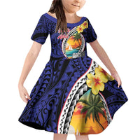 Hafa Adai Guam Seal Latte Stones Artwork Family Matching Off Shoulder Short Dress and Hawaiian Shirt