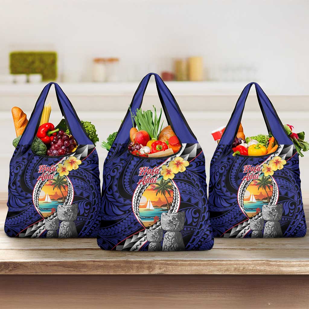 Hafa Adai Guam Seal Latte Stones Artwork Grocery Bag