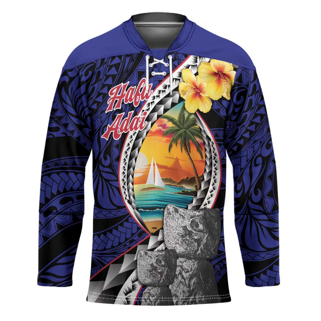 Hafa Adai Guam Seal Latte Stones Artwork Hockey Jersey - Polynesian Pride