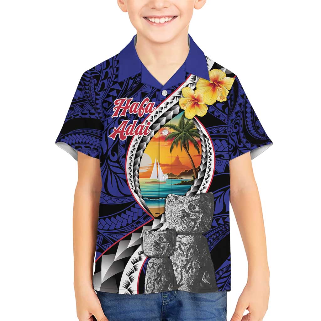 Hafa Adai Guam Seal Latte Stones Artwork Kid Hawaiian Shirt