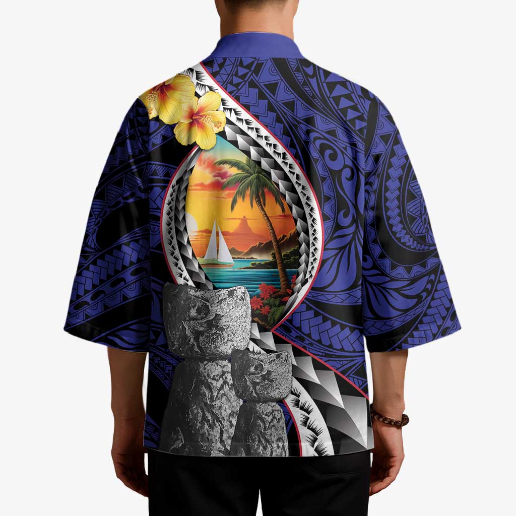 Hafa Adai Guam Seal Latte Stones Artwork Kimono - Polynesian Pride