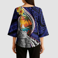 Hafa Adai Guam Seal Latte Stones Artwork Kimono Sleeve Blouse - Polynesian Pride