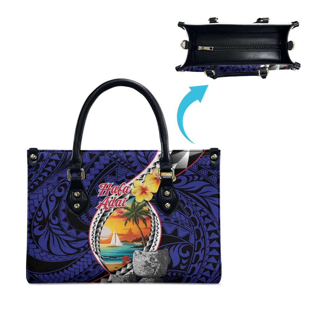 Hafa Adai Guam Seal Latte Stones Artwork Leather Bag - Polynesian Pride