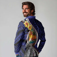 Hafa Adai Guam Seal Latte Stones Artwork Long Sleeve Polo Shirt