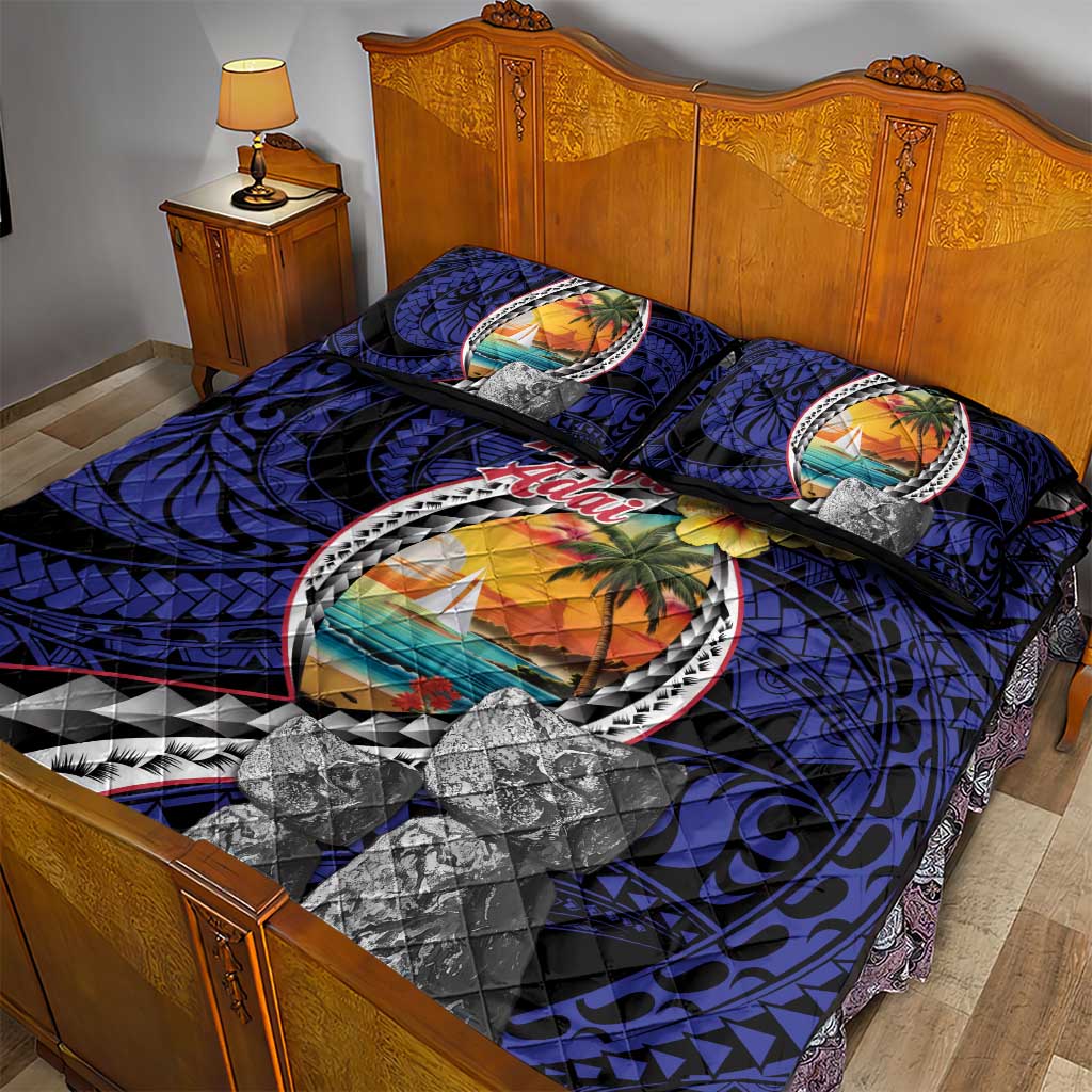 Hafa Adai Guam Seal Latte Stones Artwork Quilt Bed Set