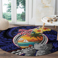 Hafa Adai Guam Seal Latte Stones Artwork Round Carpet