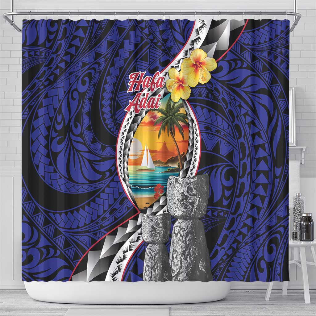 Hafa Adai Guam Seal Latte Stones Artwork Shower Curtain