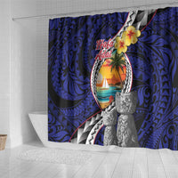 Hafa Adai Guam Seal Latte Stones Artwork Shower Curtain