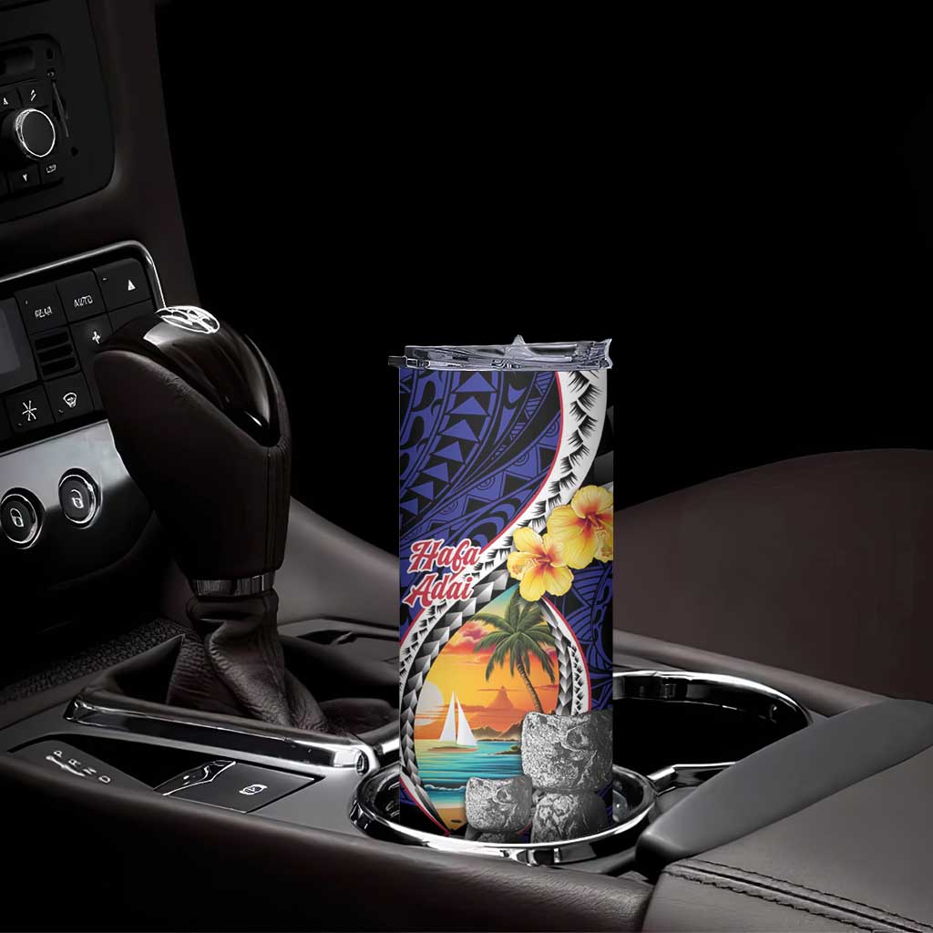 Hafa Adai Guam Seal Latte Stones Artwork Skinny Tumbler