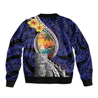 Hafa Adai Guam Seal Latte Stones Artwork Sleeve Zip Bomber Jacket LT9 - Polynesian Pride