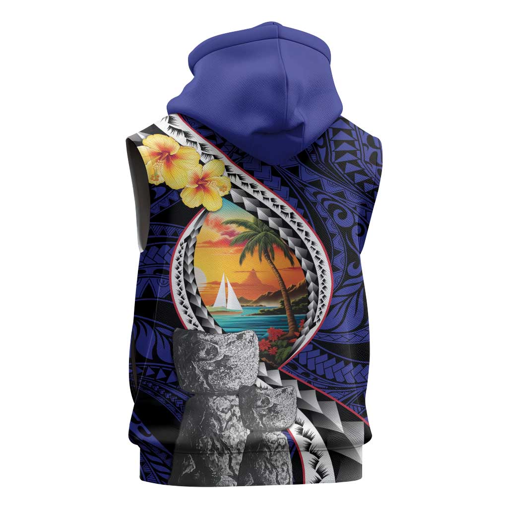 Hafa Adai Guam Seal Latte Stones Artwork Sleeveless Zip Hoodie - Polynesian Pride