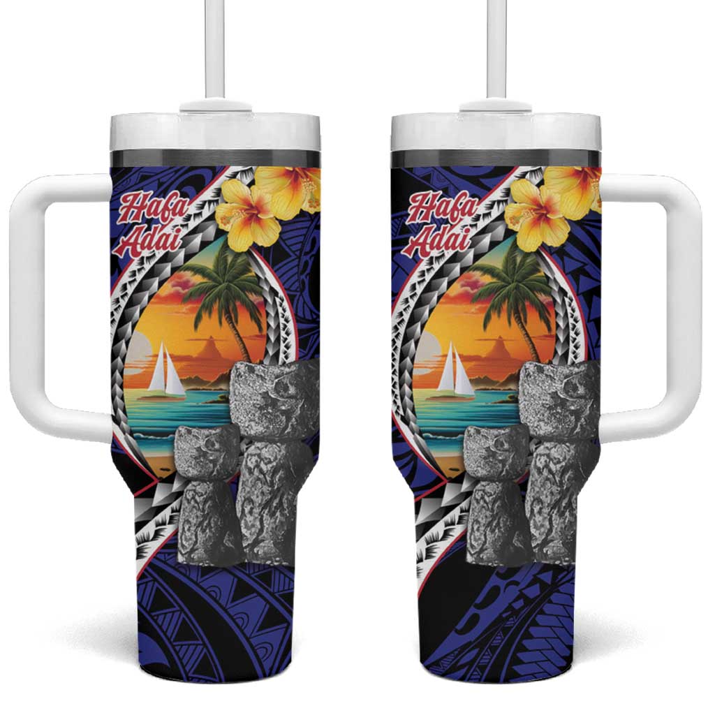 Hafa Adai Guam Seal Latte Stones Artwork Tumbler With Handle