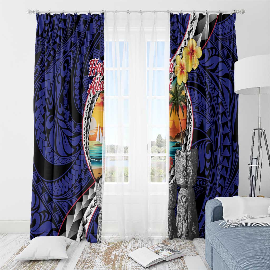 Hafa Adai Guam Seal Latte Stones Artwork Window Curtain
