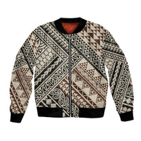 Niho Taniwha Kowhaiwhai Bomber Jacket LT9 Unisex Beige - Polynesian Pride