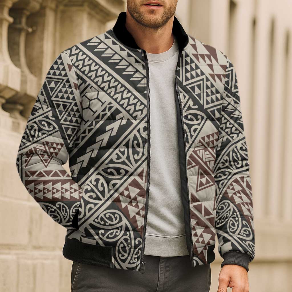 Niho Taniwha Kowhaiwhai Bomber Puffer Jacket - Polynesian Pride