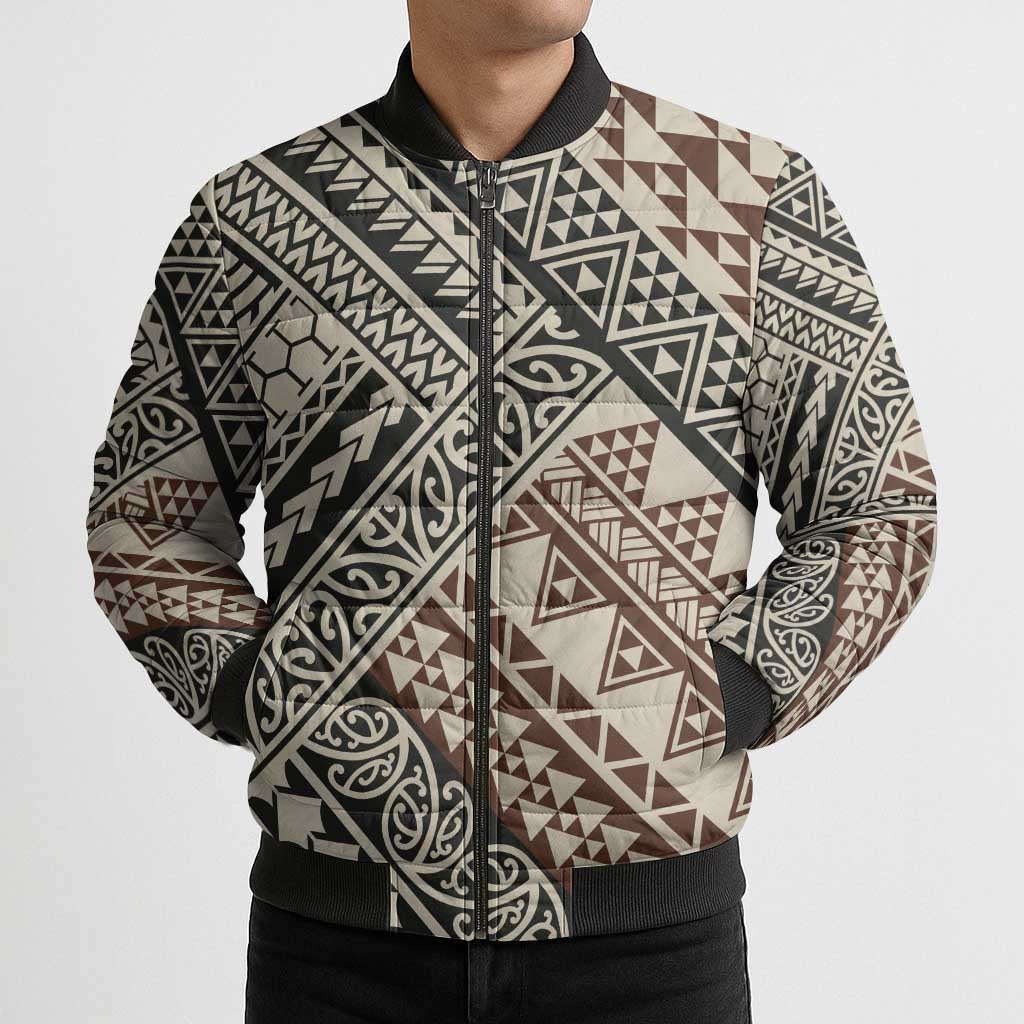 Niho Taniwha Kowhaiwhai Bomber Puffer Jacket - Polynesian Pride