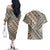 Niho Taniwha Kowhaiwhai Couples Matching Off The Shoulder Long Sleeve Dress and Hawaiian Shirt
