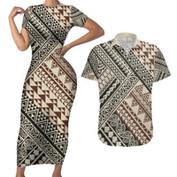 Niho Taniwha Kowhaiwhai Couples Matching Short Sleeve Bodycon Dress and Hawaiian Shirt
