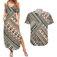 Niho Taniwha Kowhaiwhai Couples Matching Summer Maxi Dress and Hawaiian Shirt
