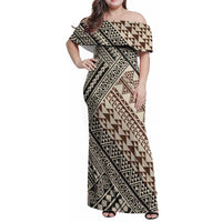 Niho Taniwha Kowhaiwhai Family Matching Off Shoulder Maxi Dress and Hawaiian Shirt