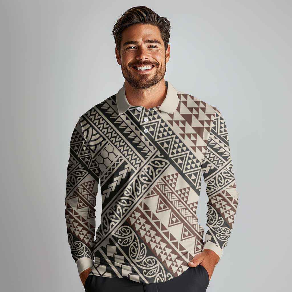 Niho Taniwha Kowhaiwhai Long Sleeve Polo Shirt