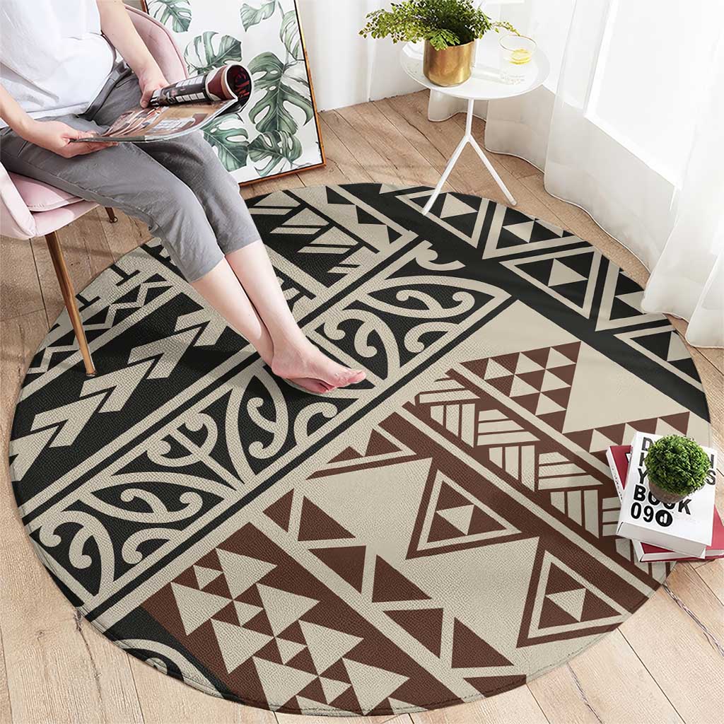 Niho Taniwha Kowhaiwhai Round Carpet LT9 - Polynesian Pride