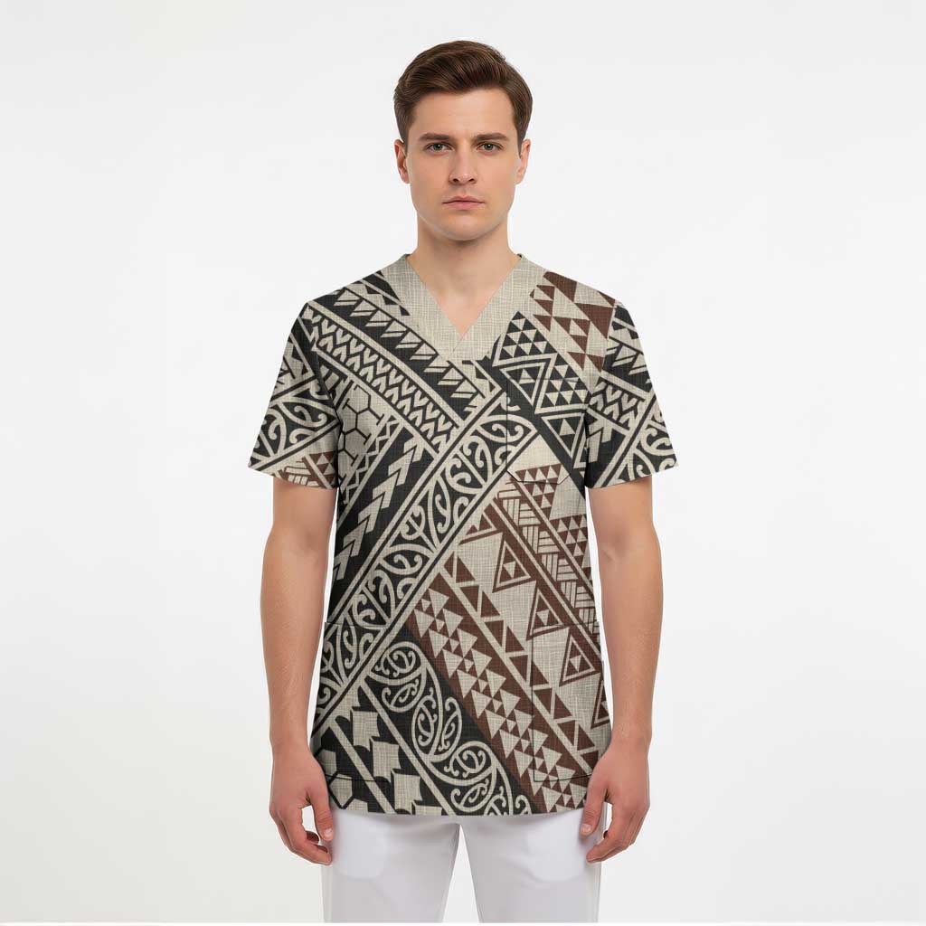 Niho Taniwha Kowhaiwhai Scrub Top - Polynesian Pride