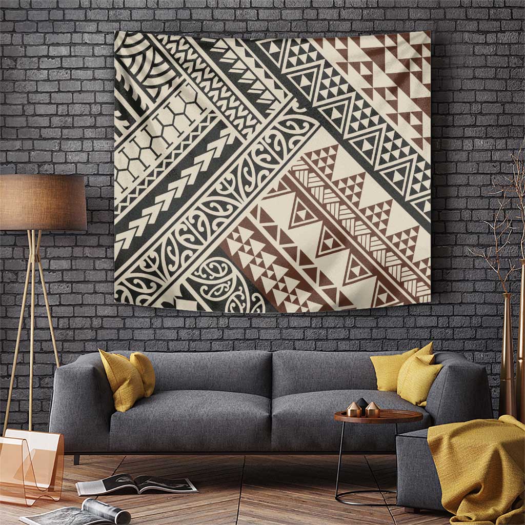 Niho Taniwha Kowhaiwhai Tapestry LT9 Beige - Polynesian Pride