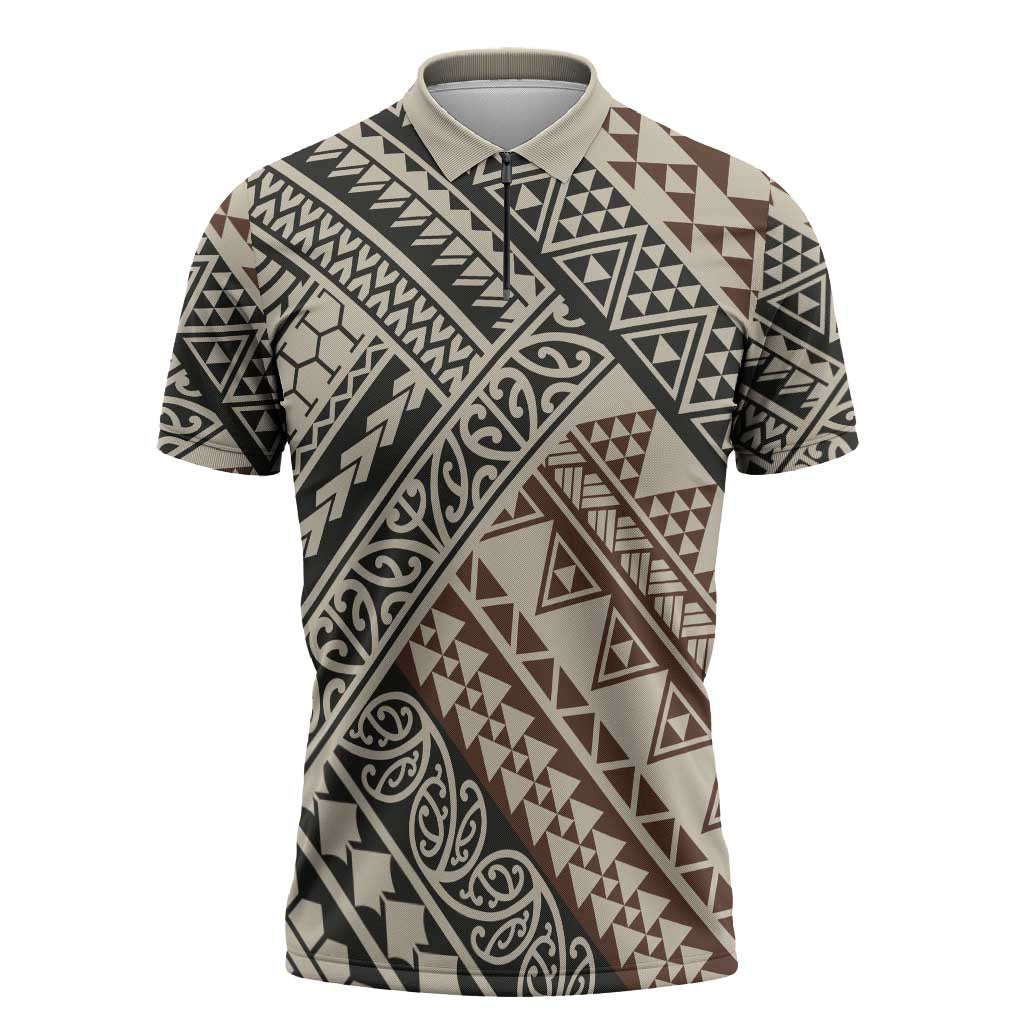 Niho Taniwha Kowhaiwhai Zipper Polo Shirt - Polynesian Pride