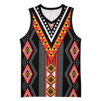 Niho Taniwha Taniko Motif Basketball Jersey - Polynesian Pride