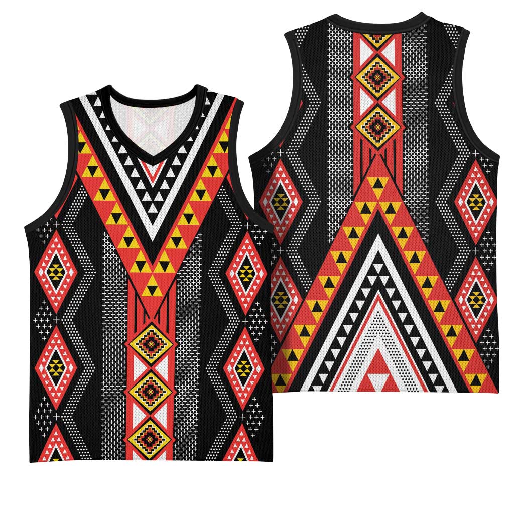 Niho Taniwha Taniko Motif Basketball Jersey - Polynesian Pride