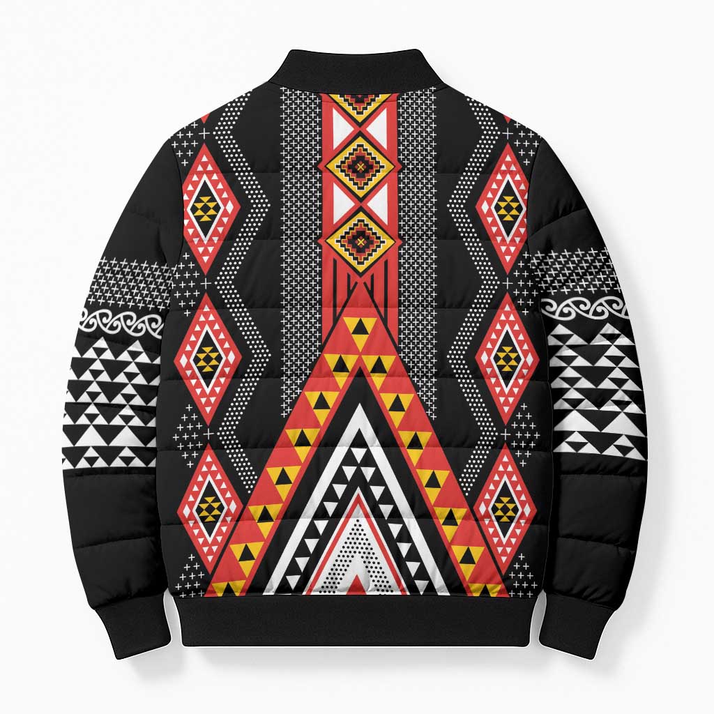 Niho Taniwha Taniko Motif Bomber Puffer Jacket - Polynesian Pride