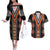 Niho Taniwha Taniko Motif Couples Matching Off The Shoulder Long Sleeve Dress and Hawaiian Shirt