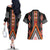 Niho Taniwha Taniko Motif Couples Matching Off The Shoulder Long Sleeve Dress and Hawaiian Shirt