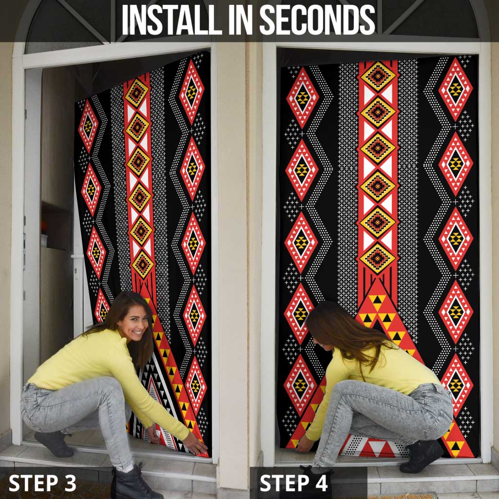 Niho Taniwha Taniko Motif Door Cover - Polynesian Pride