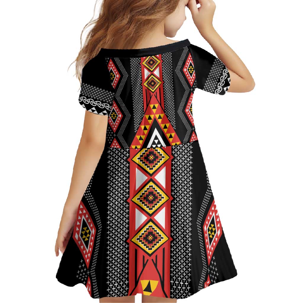 Niho Taniwha Taniko Motif Family Matching Mermaid Dress and Hawaiian Shirt