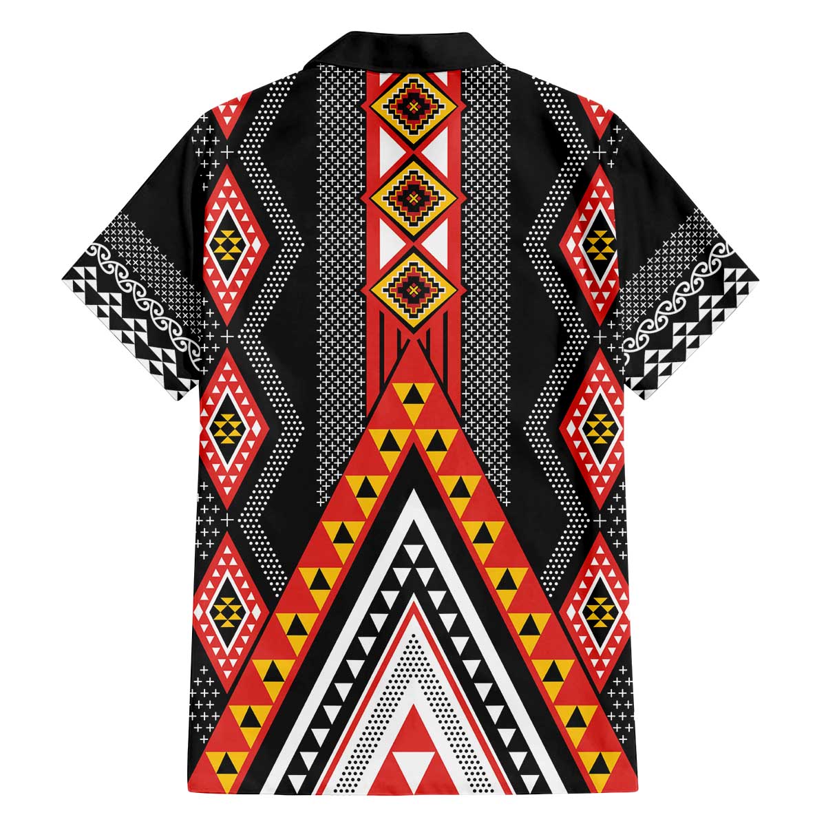 Niho Taniwha Taniko Motif Family Matching Off The Shoulder Long Sleeve Dress and Hawaiian Shirt