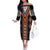 Niho Taniwha Taniko Motif Family Matching Off The Shoulder Long Sleeve Dress and Hawaiian Shirt