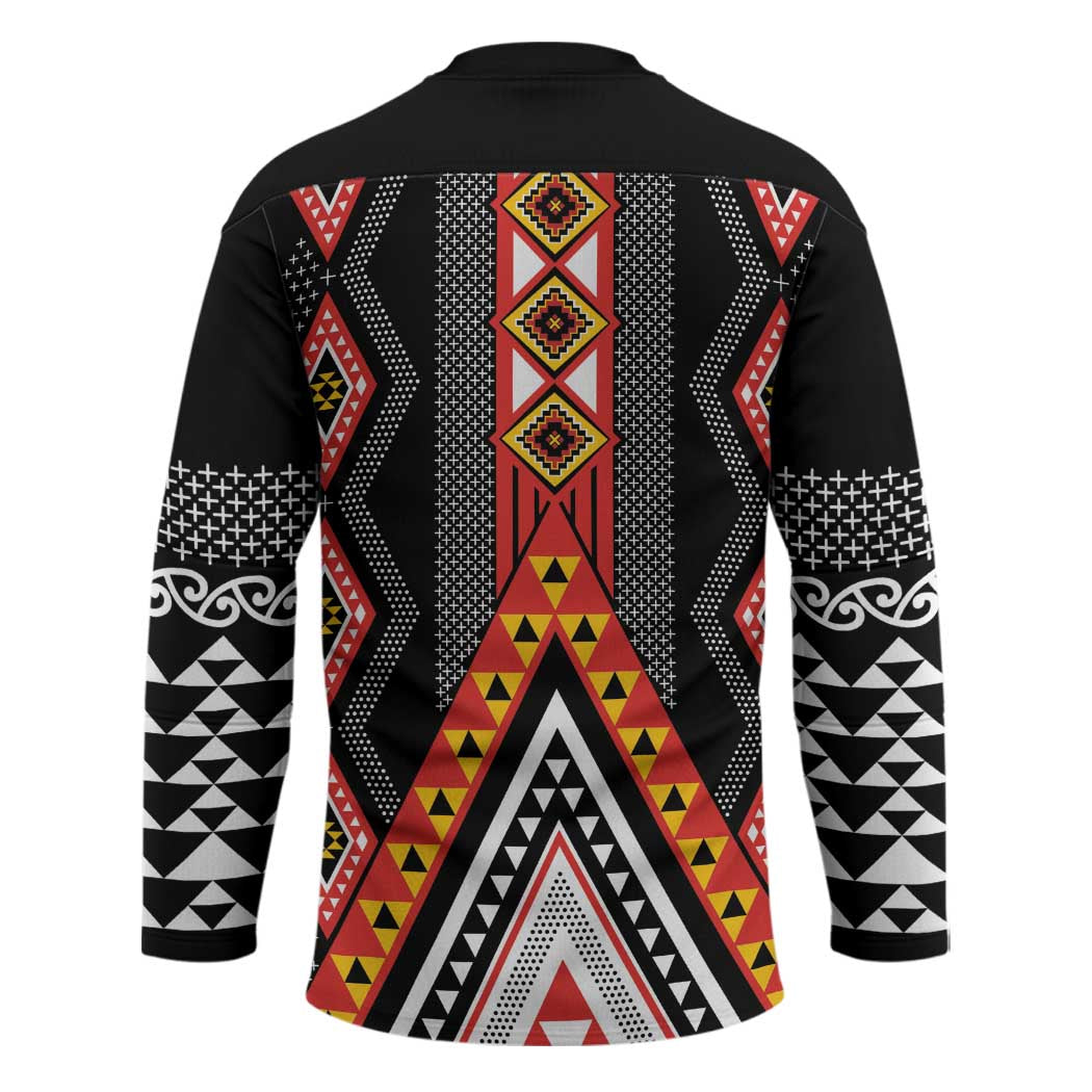 Niho Taniwha Taniko Motif Hockey Jersey - Polynesian Pride