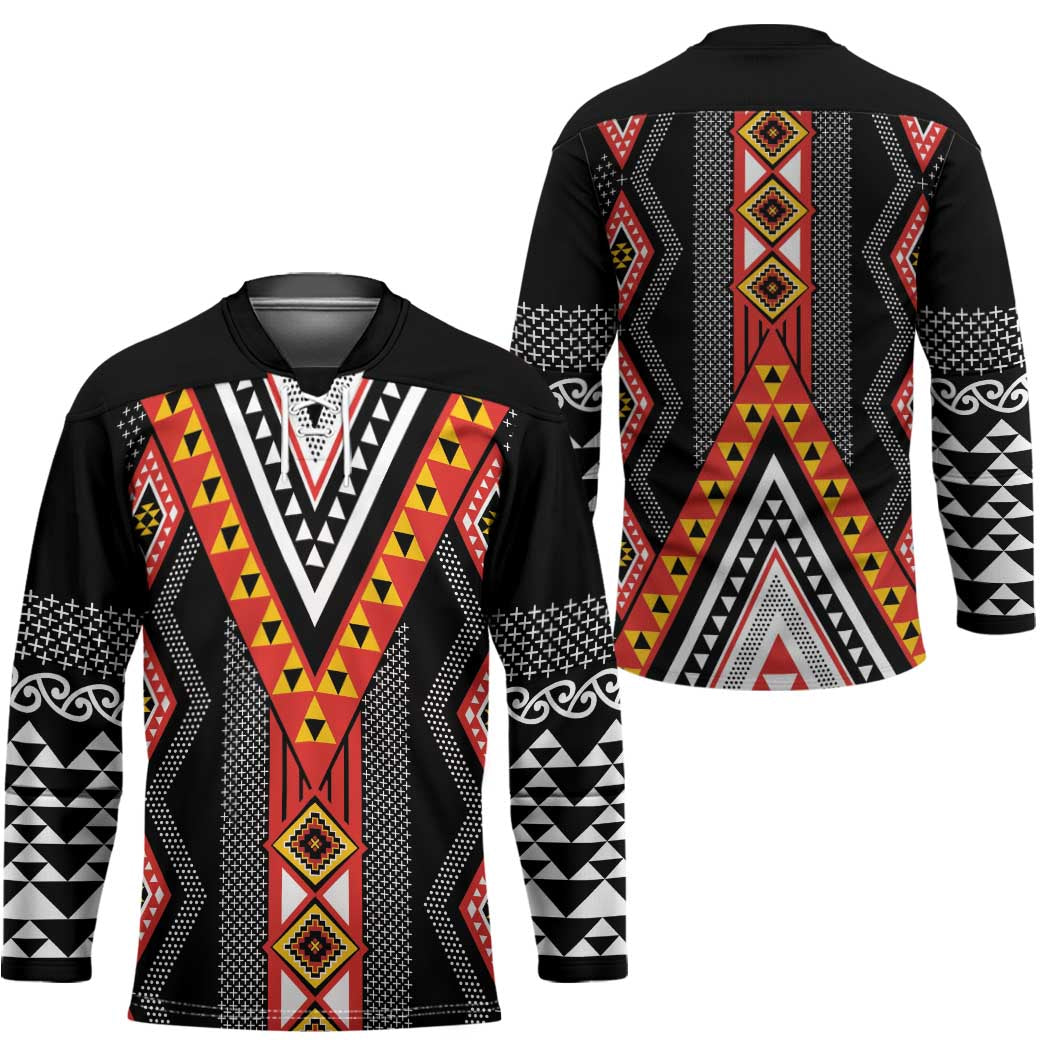 Niho Taniwha Taniko Motif Hockey Jersey - Polynesian Pride
