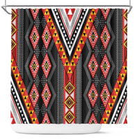 Niho Taniwha Taniko Motif Shower Curtain LT9 Red - Polynesian Pride