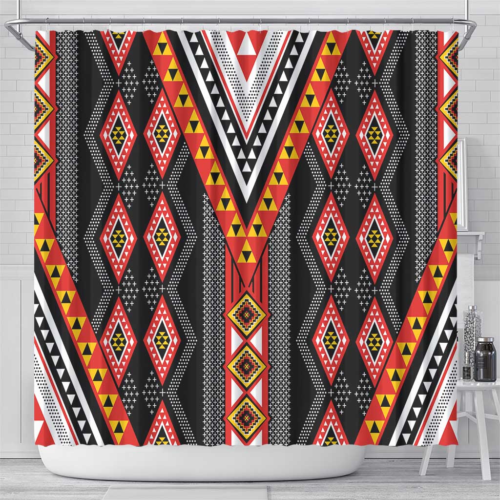Niho Taniwha Taniko Motif Shower Curtain LT9 - Polynesian Pride
