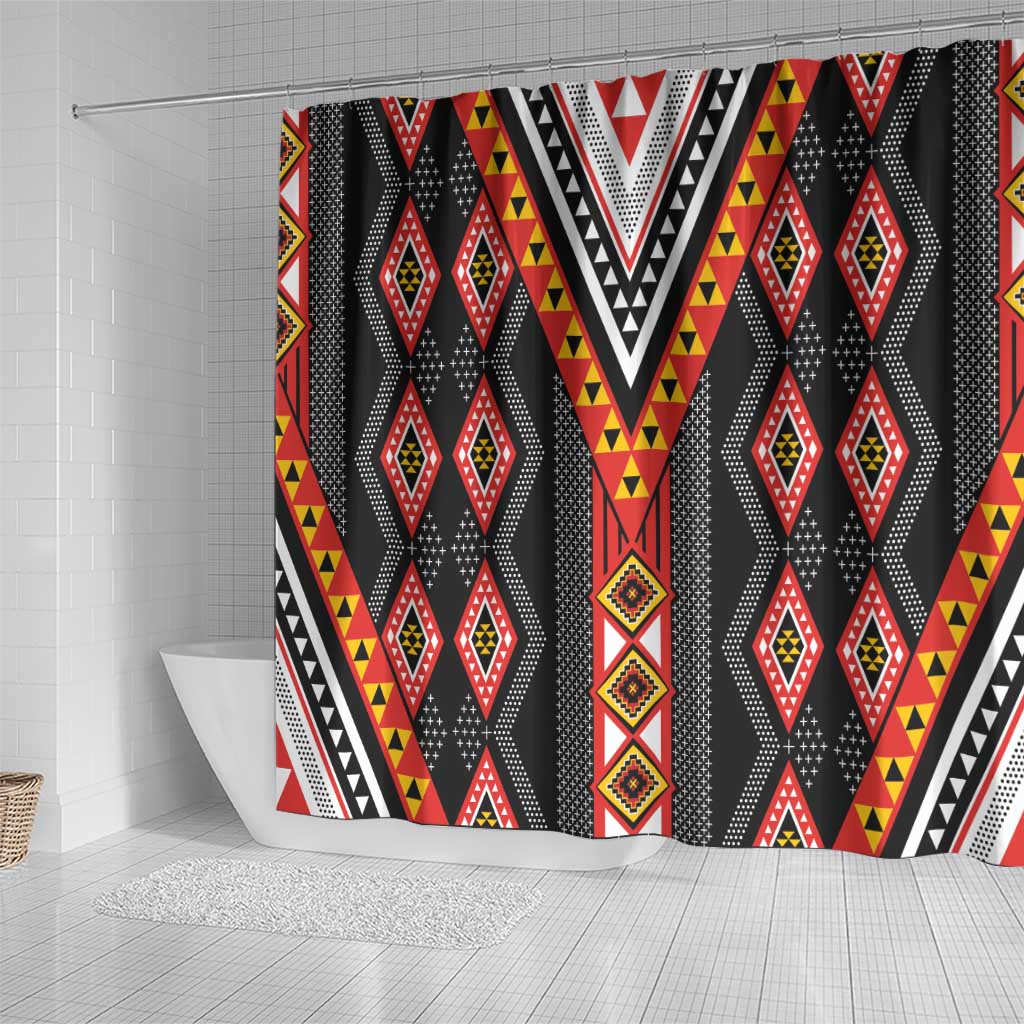 Niho Taniwha Taniko Motif Shower Curtain LT9 - Polynesian Pride