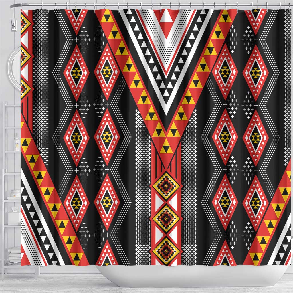 Niho Taniwha Taniko Motif Shower Curtain LT9 - Polynesian Pride